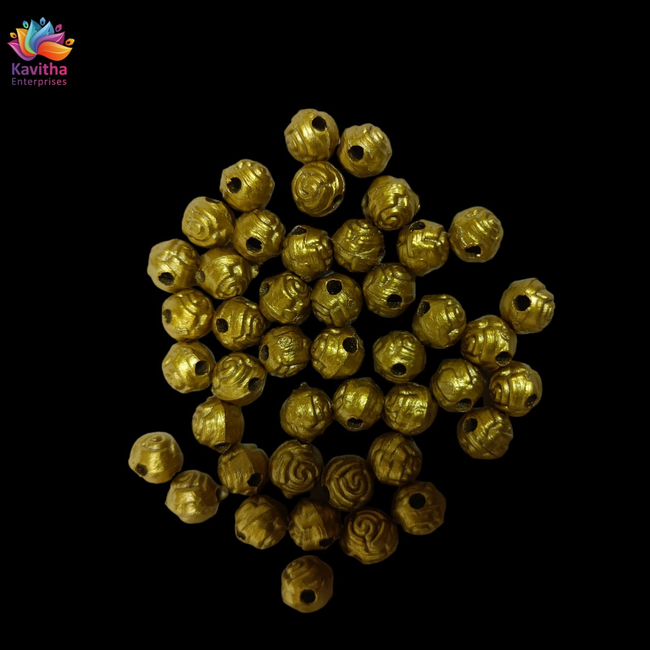 Rose shape Acrylic Dull Gold Beads for Embroidery, Saree Tassels, and Jewelry Making (Pack of 50 grams)