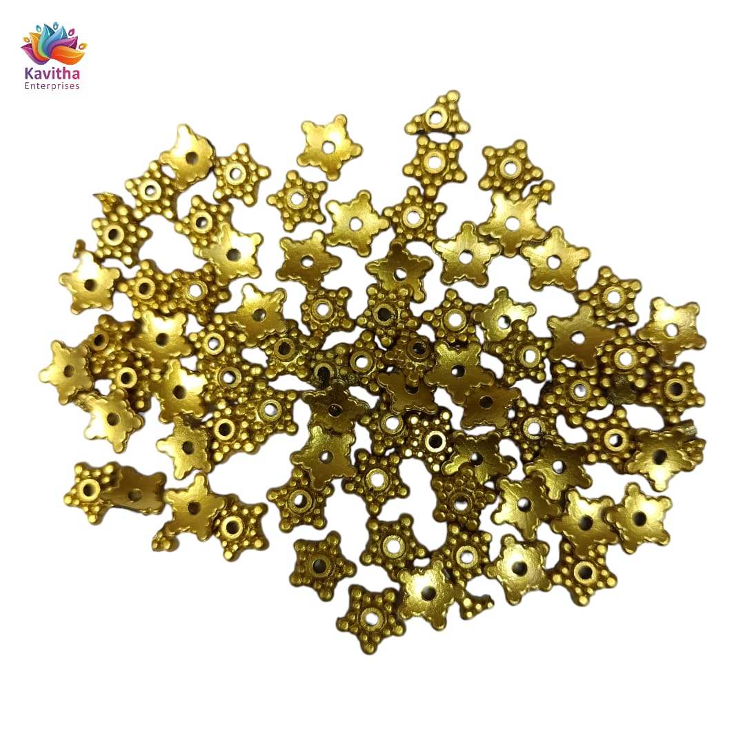 Acrylic Dull Gold Beads for Embroidery, Saree Tassels, and Jewelry Making (Pack of 50 grams)