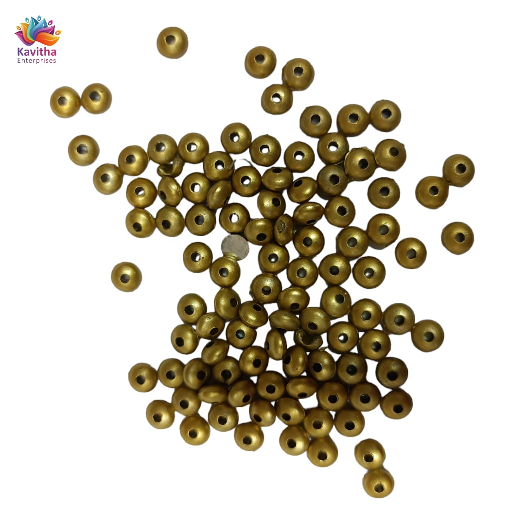 Acrylic Dull Gold Beads for Embroidery, Saree Tassels, and Jewelry Making (Pack of 50 grams)
