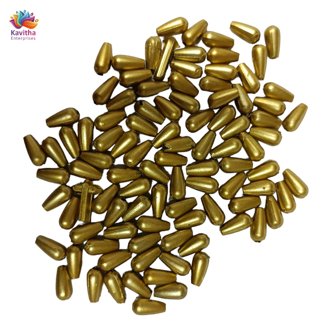 Acrylic Dull Gold Beads for Embroidery, Saree Tassels, and Jewelry Making (Pack of 50 grams)