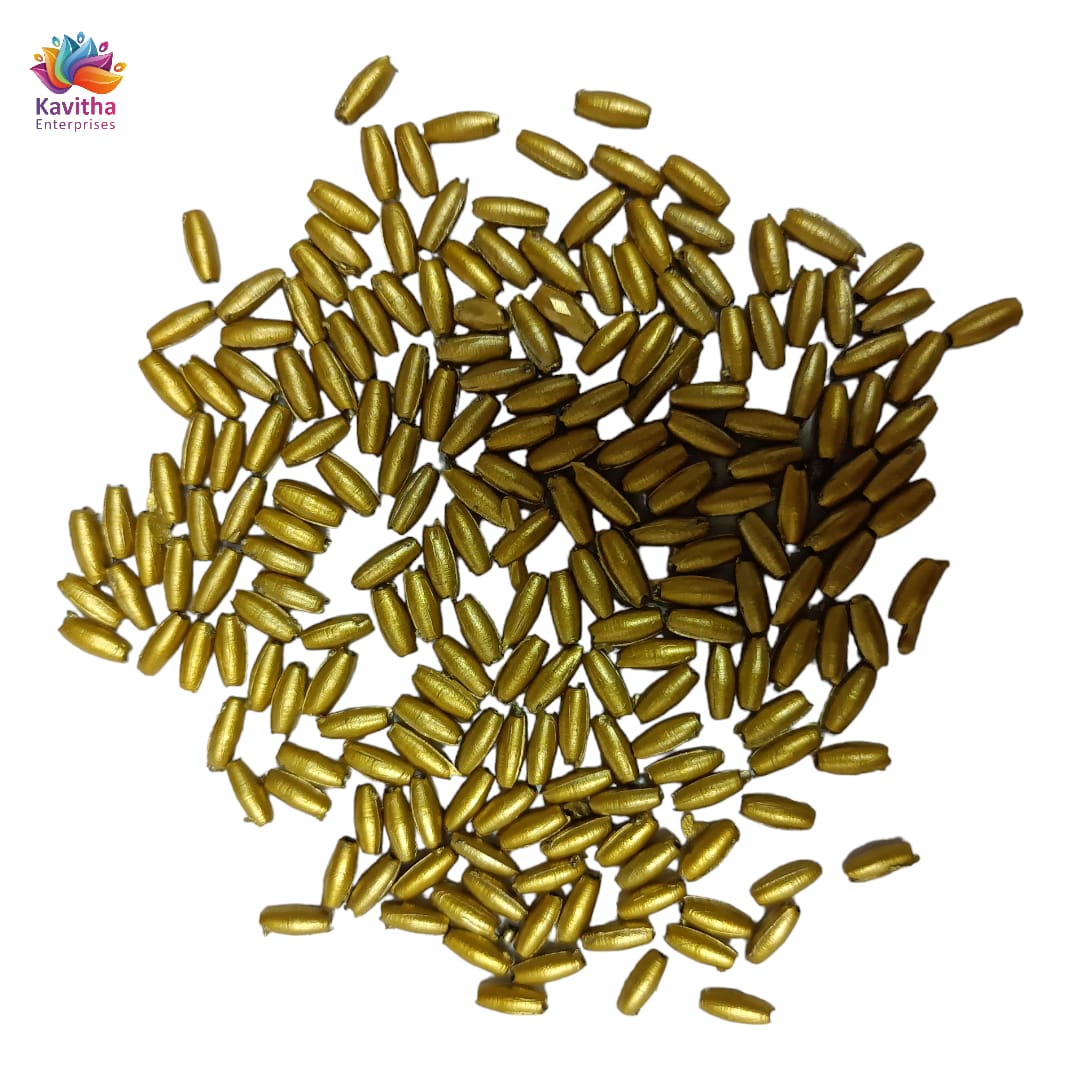 Acrylic Dull Gold Beads for Embroidery, Saree Tassels, and Jewelry Making (Pack of 50 grams)