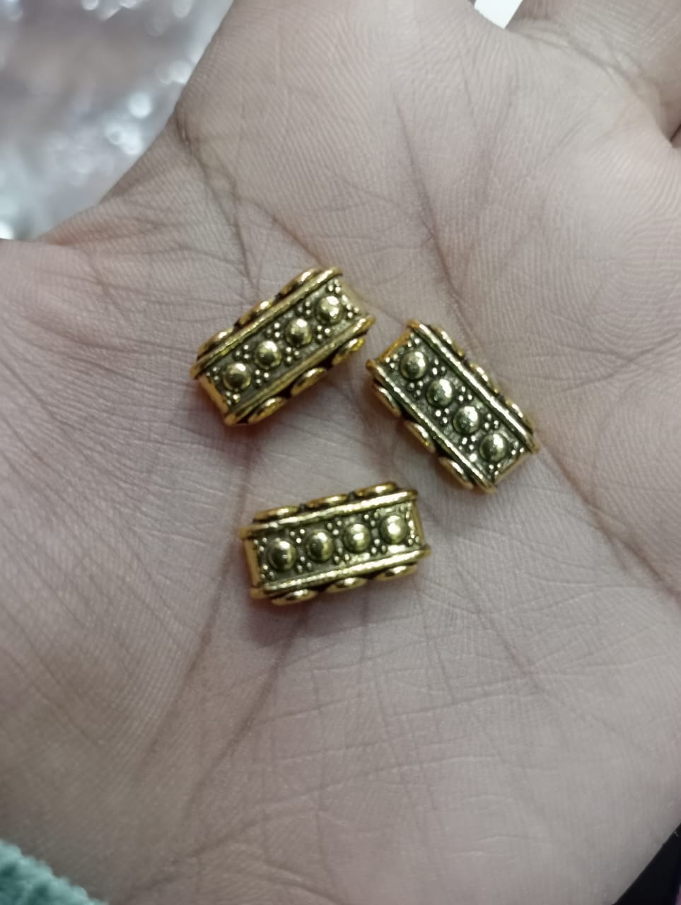 Golden 3 Hole Designer Metal Spacer Beads for Making Bracelet,Necklace,Jewelry,Embroidery Work, Art & Craft pack of 40 gram 28 pice