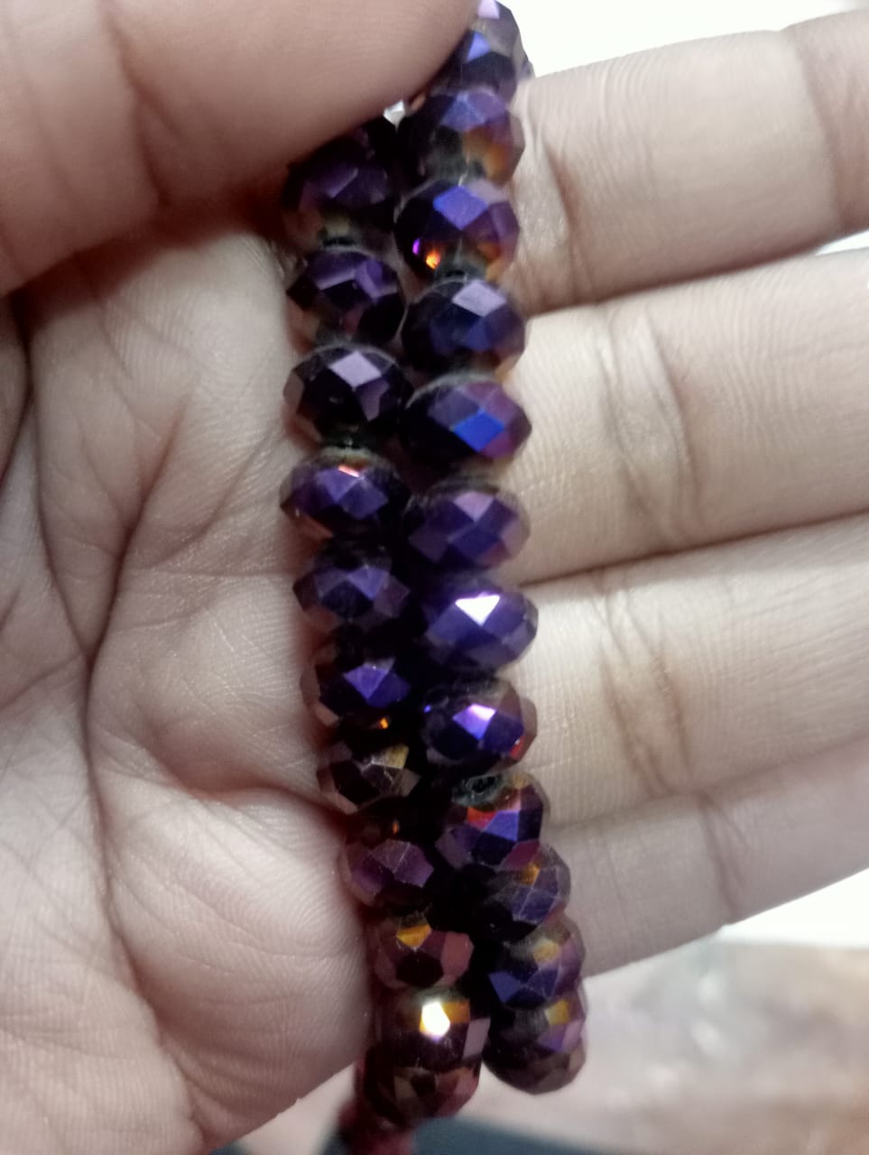 6mm Crystal beads for jewelry , Saree Tsseles , metalic parple 1 String