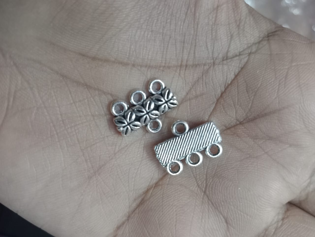 silver 3 Hole Designer Metal Spacer Beads for Making Bracelet,Necklace,Jewelry,Embroidery Work, Art & Craft pack of 40 gram 28 pice