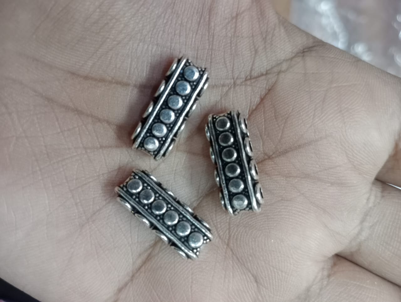 Silver 4 Hole Designer Metal Spacer Beads for Making Bracelet,Necklace,Jewelry,Embroidery Work, Art & Craft pack of 40 gram 16 pice