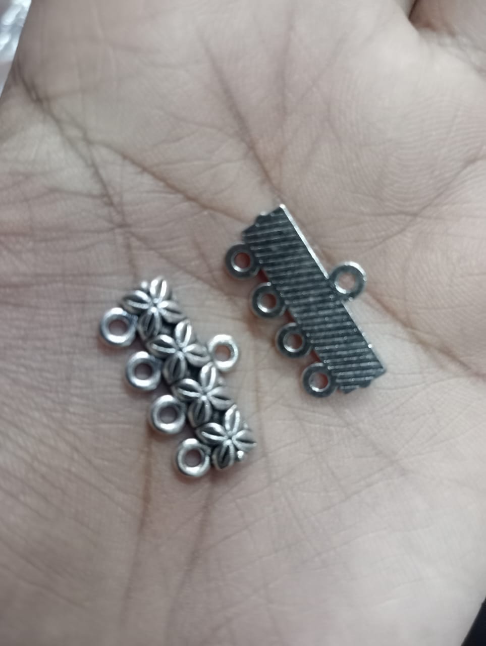 silver 4 Hole Designer Metal Spacer Beads for Making Bracelet,Necklace,Jewelry,Embroidery Work, Art & Craft pack of 40 gram 16 pice