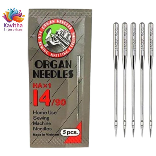 Organ Needle No. HA14/90 for Computer Embroidery Machines (Pack of 5) - Kavitha Enterprises
