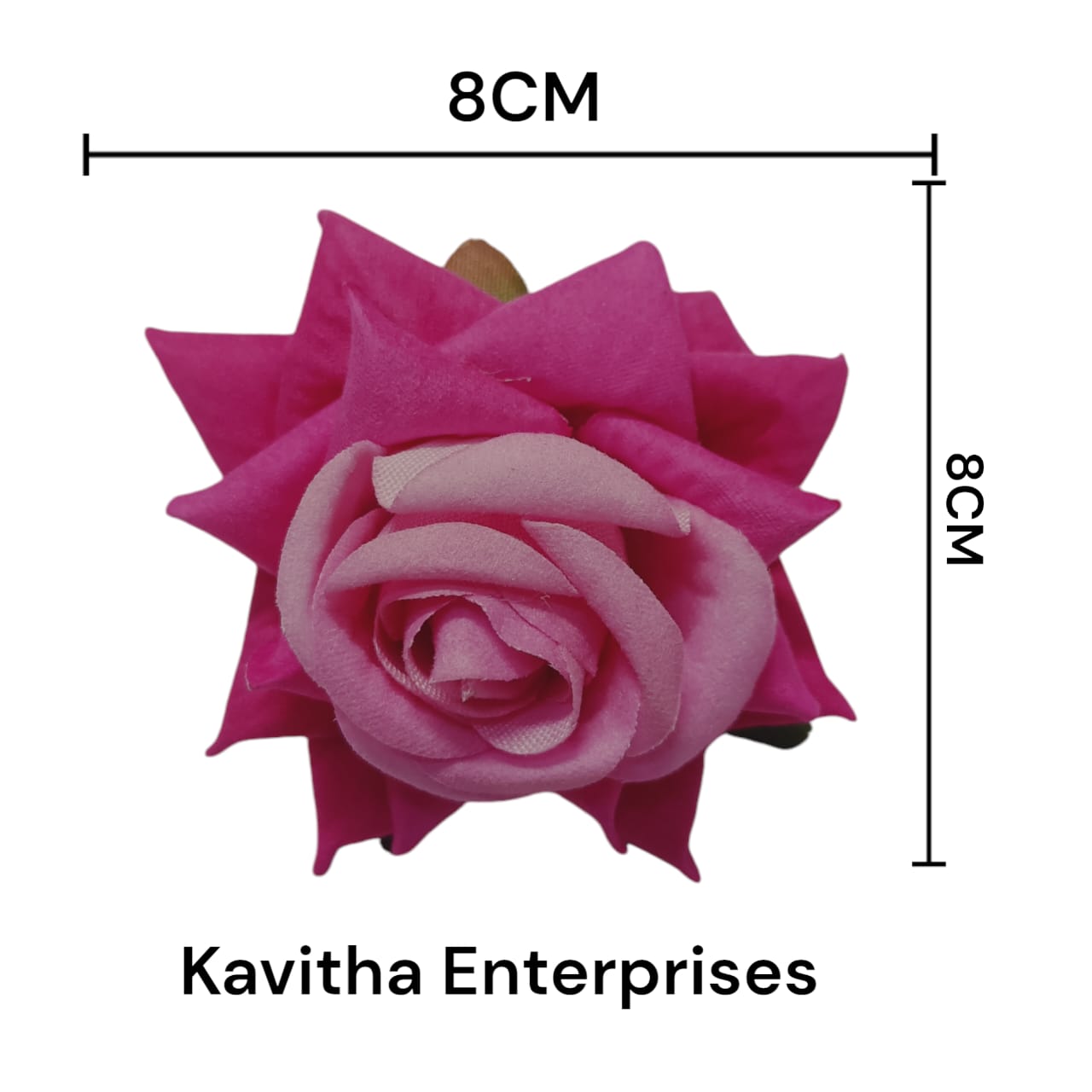 Artificial Fake Velvet Head Rose Flowers (Pack of 6) | Perfect for Diwali, Home Decor, and Anniversary Decoration - Kavitha Enterprises
