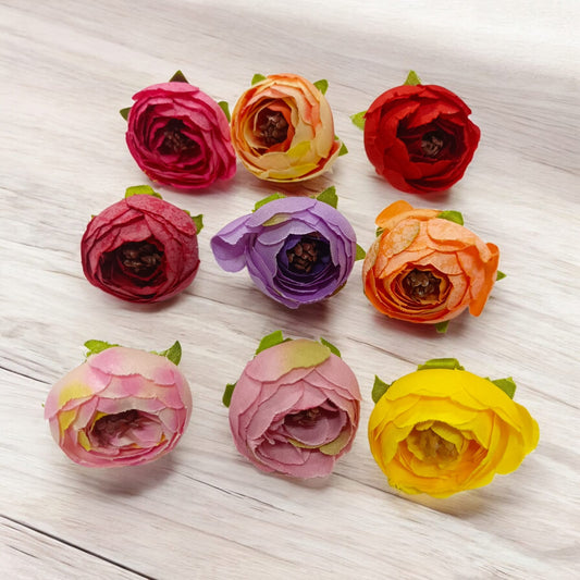 Artificial Silk Rose Flower Heads for Decoration (Pack of 6)