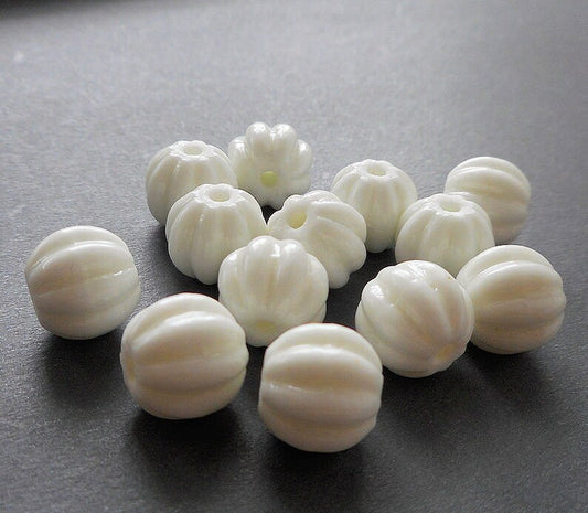 8mm Cream Color Pumpkin Beads (Karbuja Beads) – Pack of 50 Grams for Toran and Craft Projects