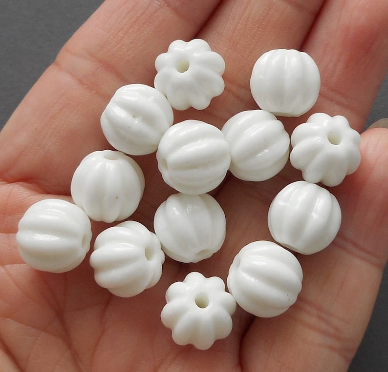 8mm Cream Color Pumpkin Beads (Karbuja Beads) – Pack of 50 Grams for Toran and Craft Projects