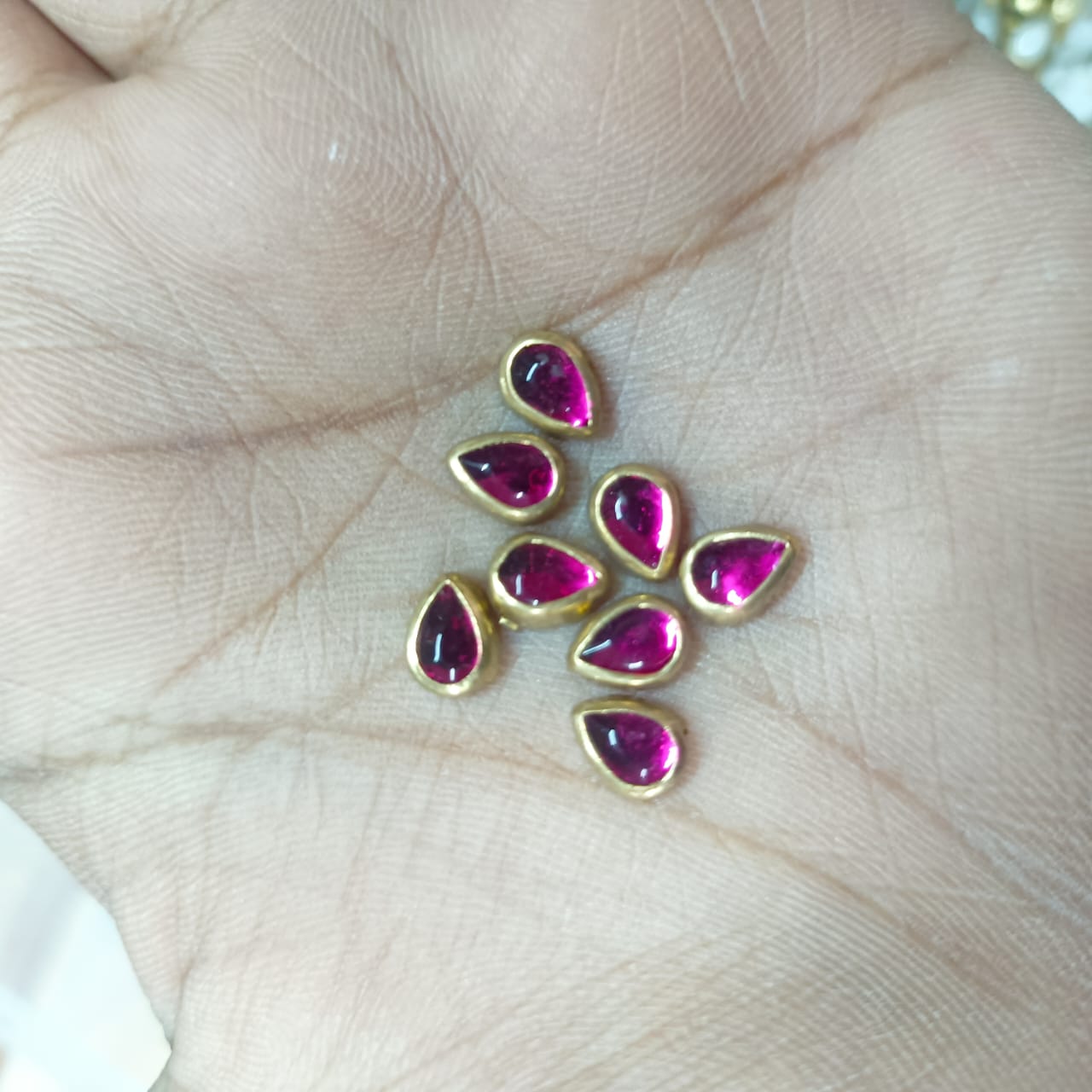 3x6mm Flat Kundan Stones, Pink – Drop Shape, 20-Gram Pack for