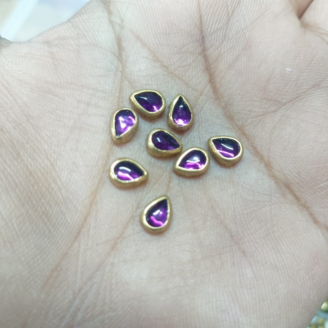 3x6mm Flat Kundan Stones, Purple – Drop Shape, 20-Gram Pack for Craft, Jewelry, Bangles, and Embroidery Work