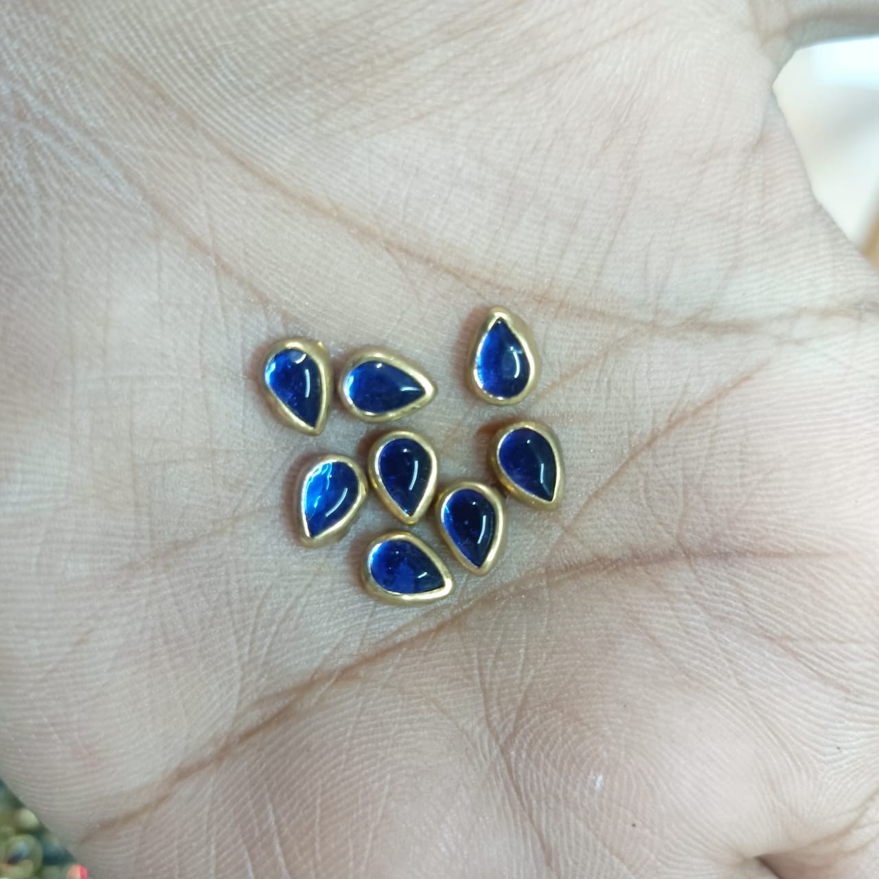 3x6mm Flat Kundan Stones, ink blue – Drop Shape, 20-Gram Pack for Craft, Jewelry, Bangles, and Embroidery Work