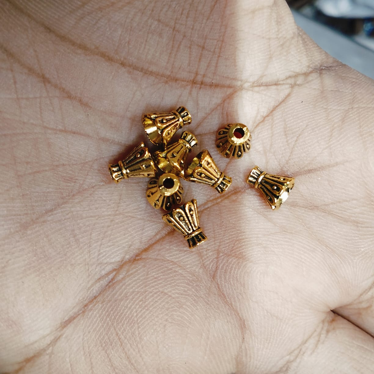 Antique Metal Gold cap Beads, For Jewelry ,Bracelet ,Necklace , Saree Tassels Making Sold By 40 Gram (Approx 160 Beads )