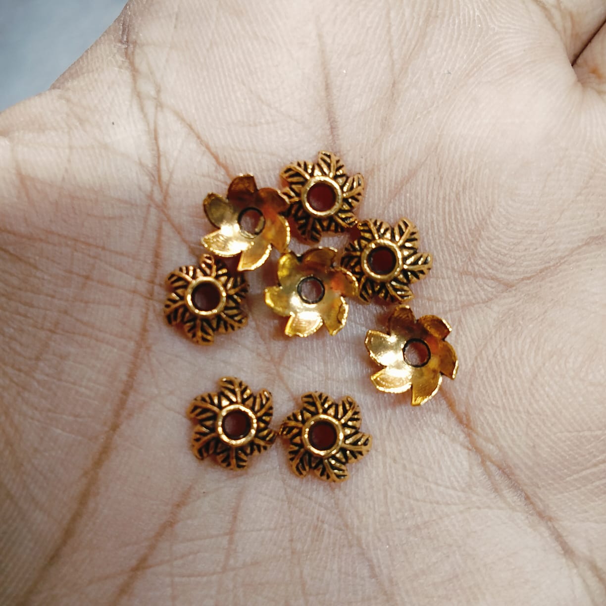 Antique Metal Gold cap Beads, For Jewelry ,Bracelet ,Necklace , Saree Tassels Making Sold By 40 Gram (Approx 180 Beads )