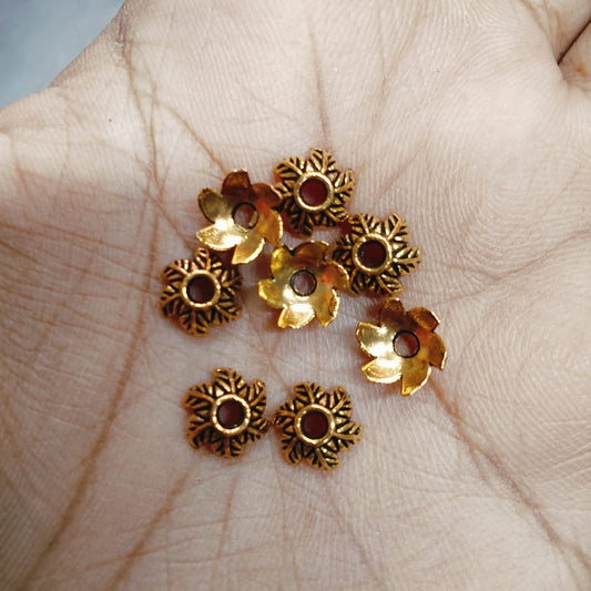 Antique Metal Gold cap Beads, For Jewelry ,Bracelet ,Necklace , Saree Tassels Making Sold By 40 Gram (Approx 180 Beads )
