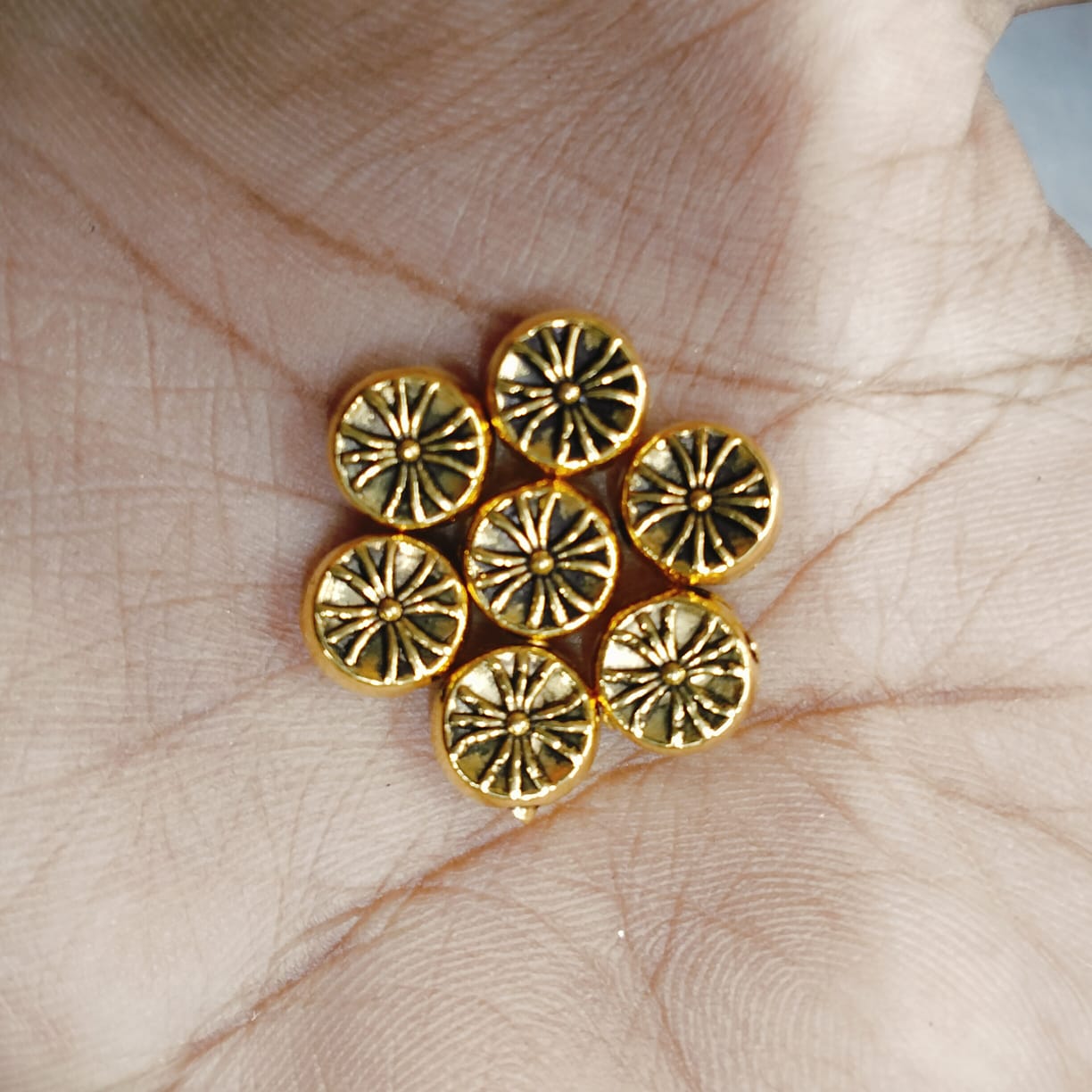 Antique Metal Gold Beads, For Jewelry ,Bracelet ,Necklace , Saree Tassels Making Sold By 40 Gram (Approx 40 Beads )