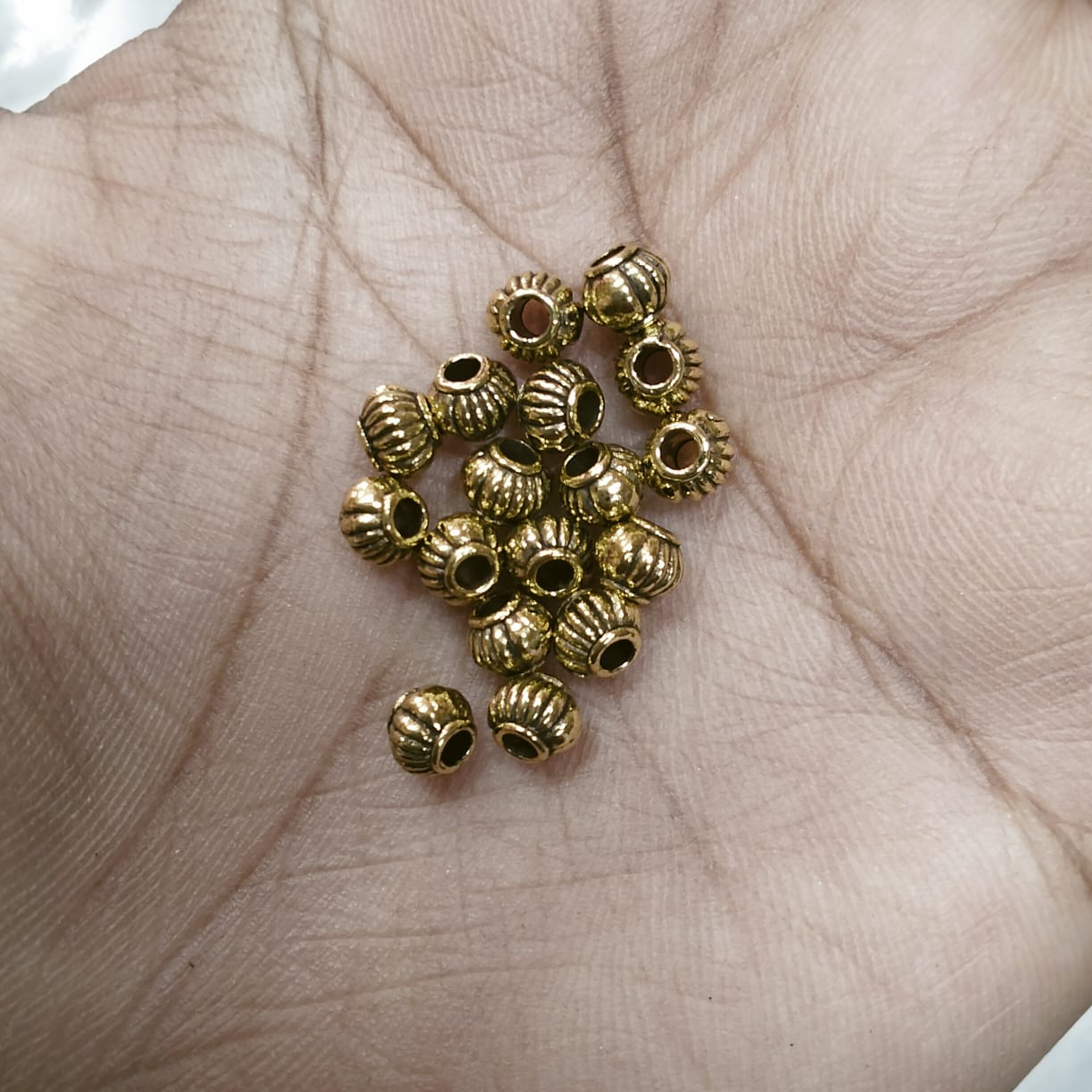 4mm round shape Antique Metal Gold Beads, For Jewelry ,Bracelet ,Necklace , Saree Tassels Making Sold By 40 Gram (Approx 210 Beads )
