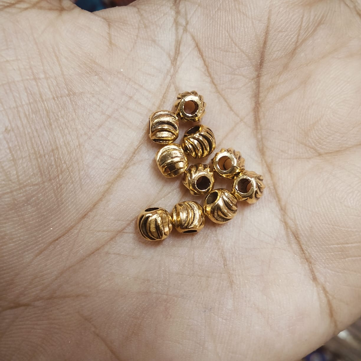 5mm Antique Metal Gold Beads flower shape, For Jewelry ,Bracelet ,Necklace , Saree Tassels Making Sold By 40 Gram (Approx 90 Beads )