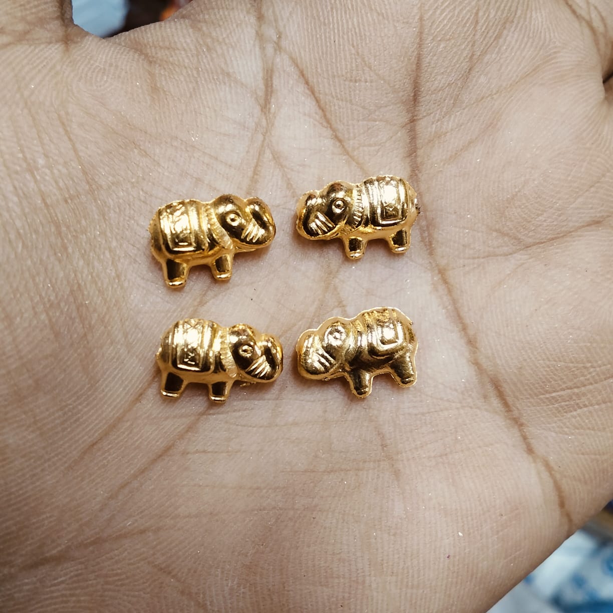 Bright Gold Plastic elephant CCB Beads for Saree Tassels, Jewelry Making, and Embroidery (50g Pack)