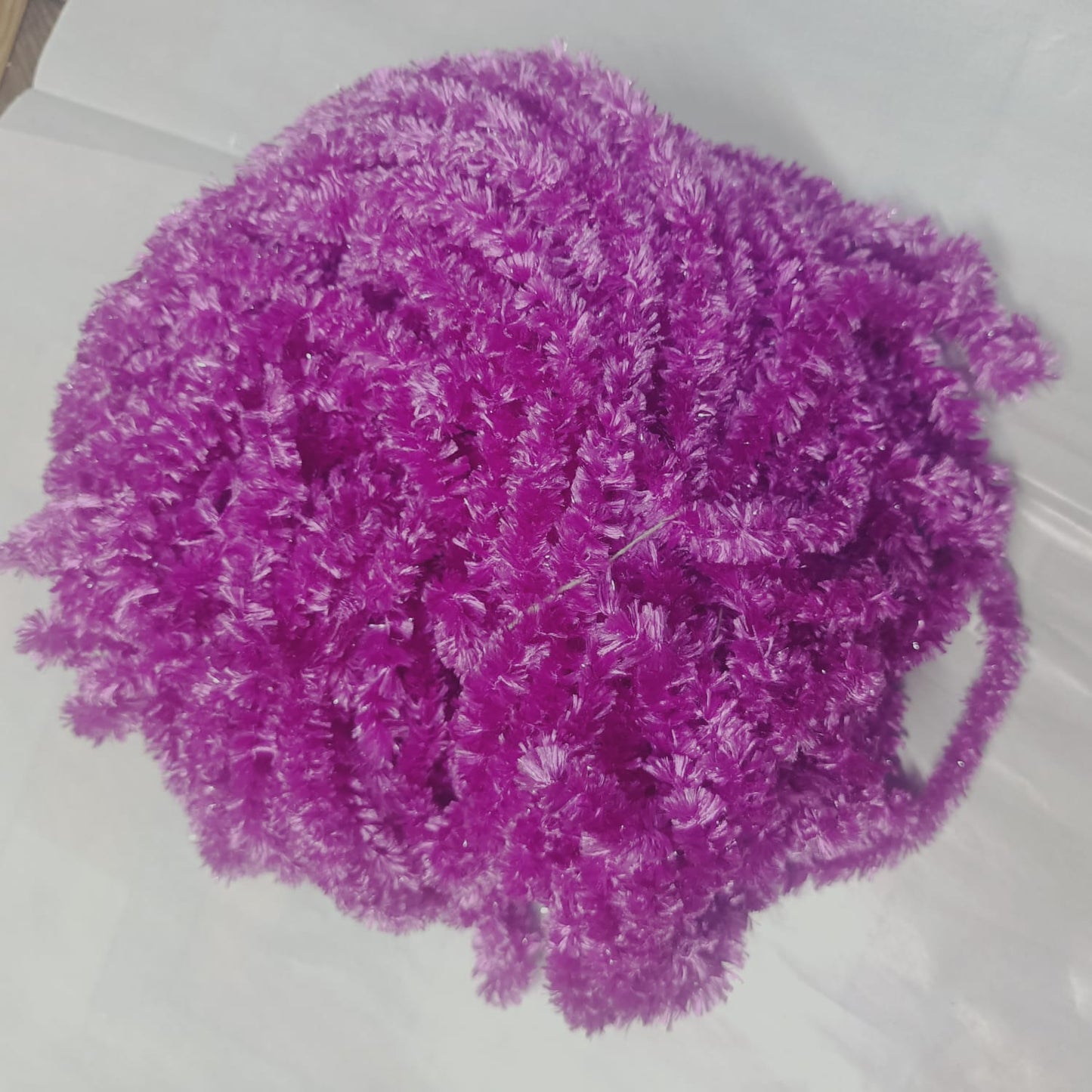 Parpel Colour Feather Wool Yarn for Crochet, Knitting, Rangoli, and Mat Making – 100g Pack