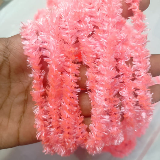 Salmon Pink Feather Wool Yarn for Crochet, Knitting, Rangoli, and Mat Making – 100g Pack