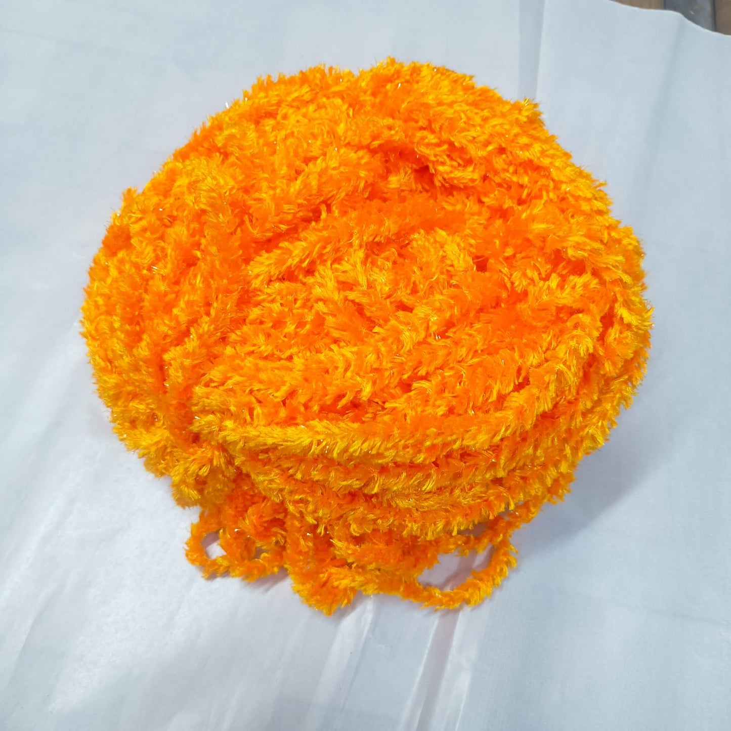 Golden Yellow Feather Wool Yarn for Crochet, Knitting, Rangoli, and Mat Making – 100g Pack