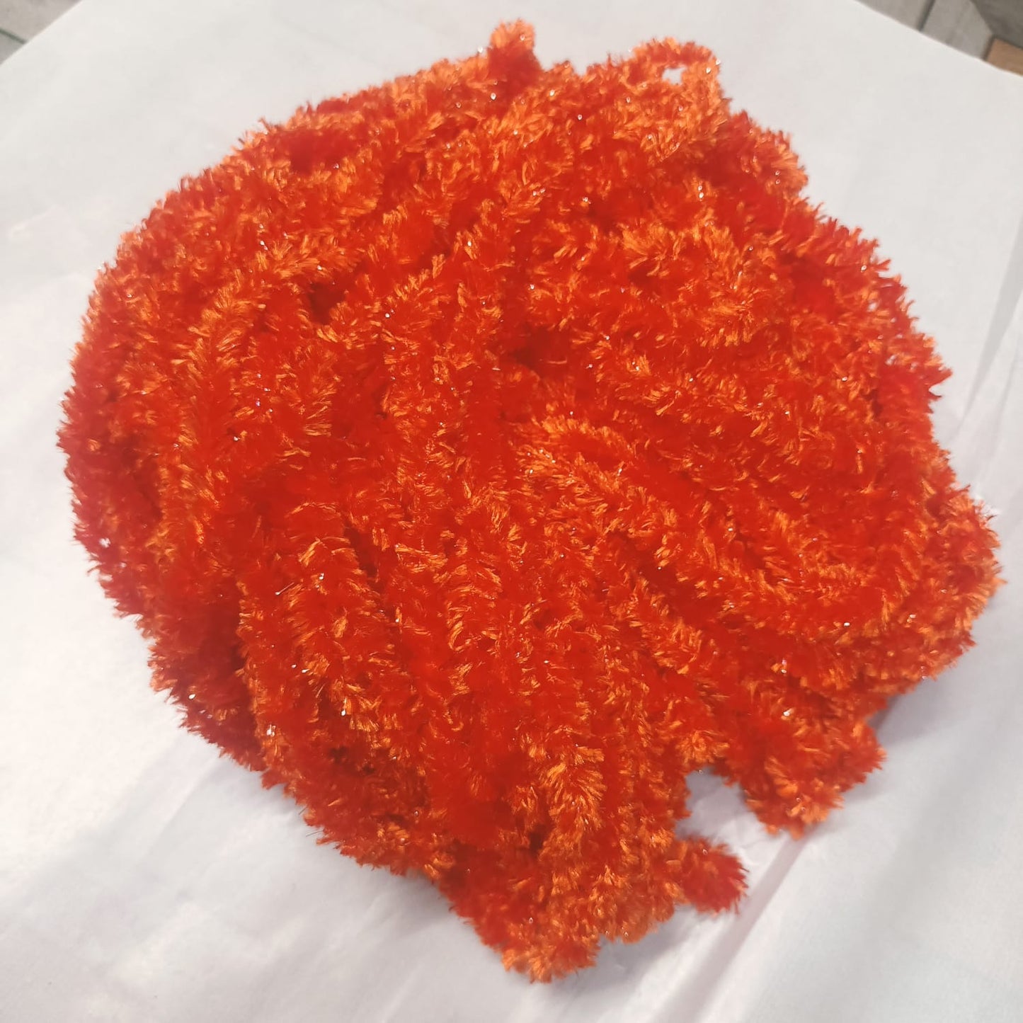 Orange Colour Feather Wool Yarn for Crochet, Knitting, Rangoli, and Mat Making – 100g Pack
