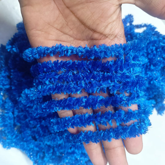 Blue Colour Feather Wool Yarn for Crochet, Knitting, Rangoli, and Mat Making – 100g Pack