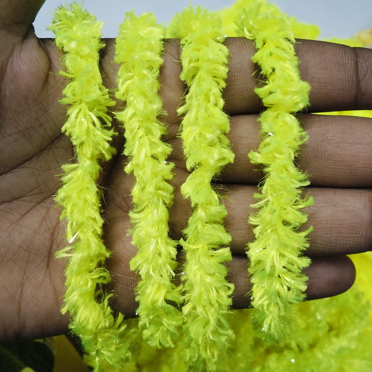 Lemon yellowColour Feather Wool Yarn for Crochet, Knitting, Rangoli, and Mat Making – 100g Pack