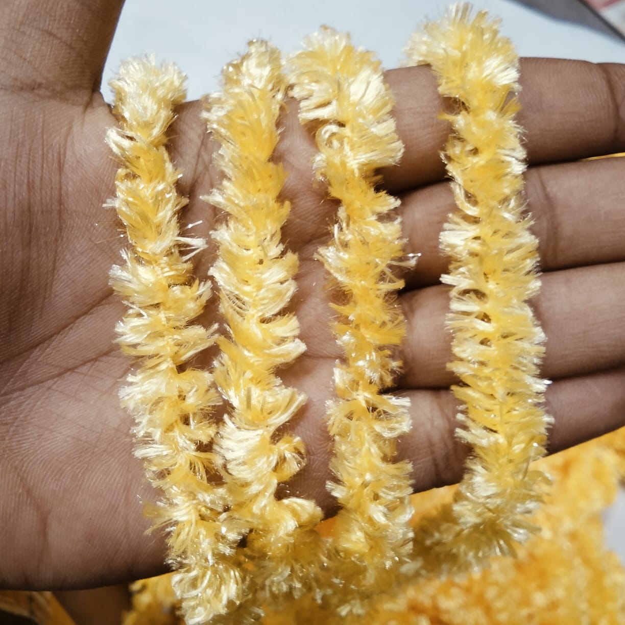 Cream Colour Feather Wool Yarn for Crochet, Knitting, Rangoli, and Mat Making – 100g Pack