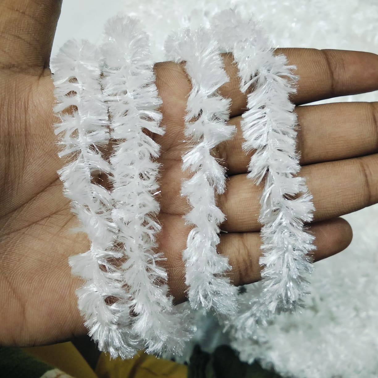 White Colour Feather Wool Yarn for Crochet, Knitting, Rangoli, and Mat Making – 100g Pack