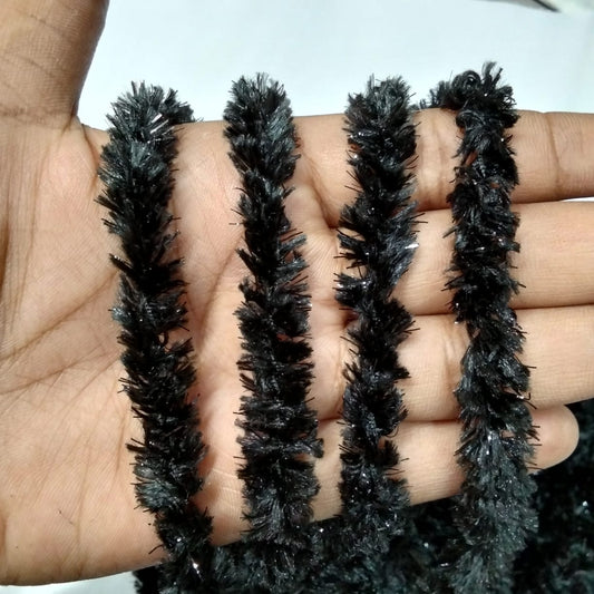 Black Colour Feather Wool Yarn for Crochet, Knitting, Rangoli, and Mat Making – 100g Pack