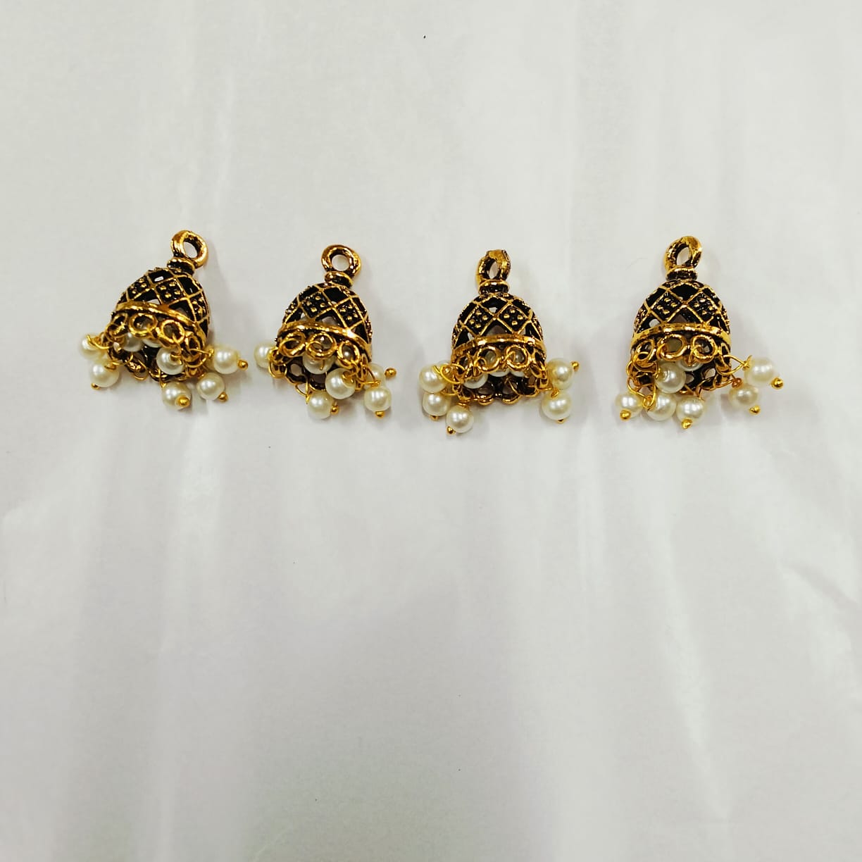 Blouse Hanging Jhumka – Perfect for Blouse Design and Earrings Making black with gold colour(Pack of 2 Pieces)