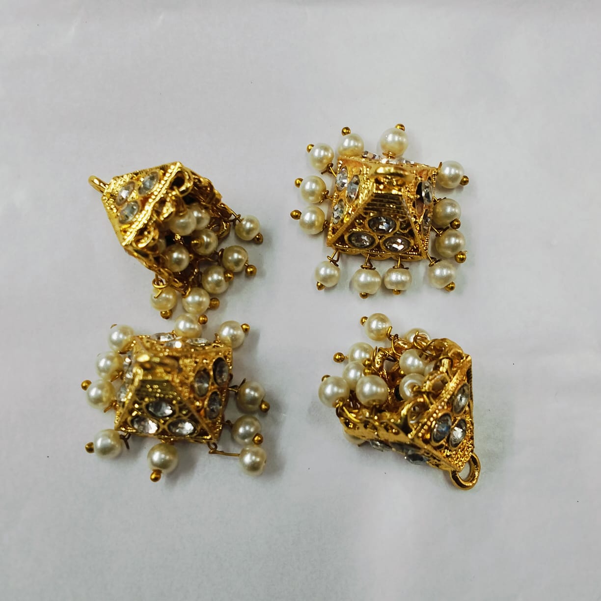 Blouse Hanging Jhumka triangle shape – Perfect for Blouse Design and Earrings Making gold colour(Pack of 2 Pieces)