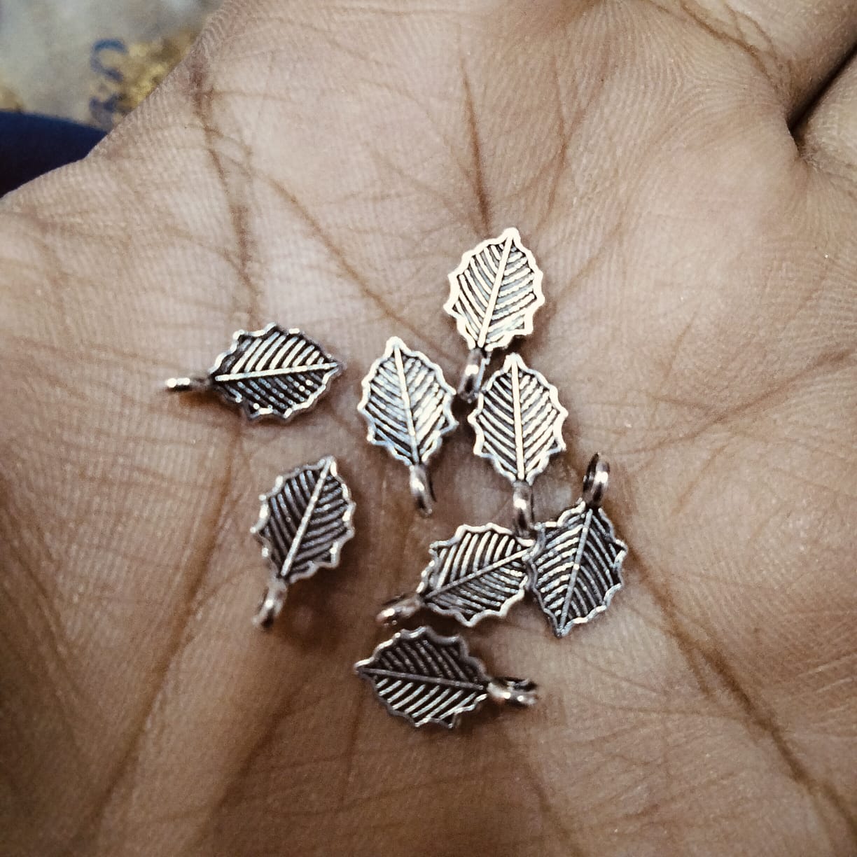 Antique Metal silver leaf Beads, For Jewelry ,Bracelet ,Necklace , Saree Tassels Making Sold By 40 Gram (Approx 200 Beads )