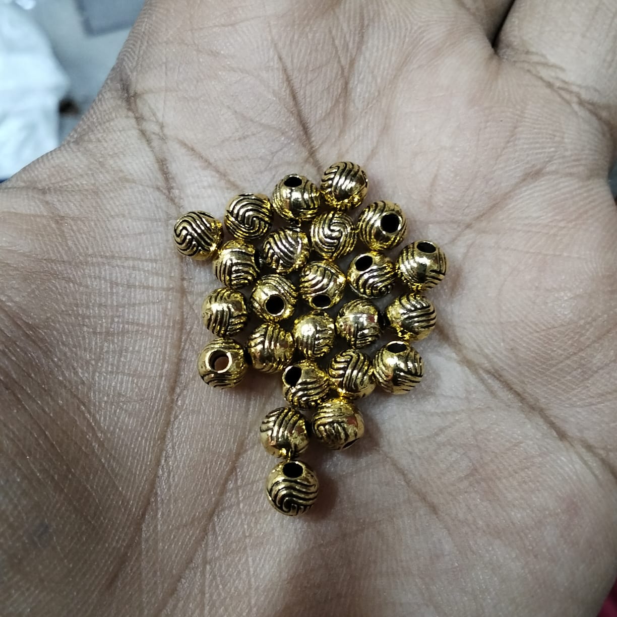 4mm Antique Metal Gold Beads, For Jewelry ,Bracelet ,Necklace , Saree Tassels Making Sold By 40 Gram (Approx 120 Beads )