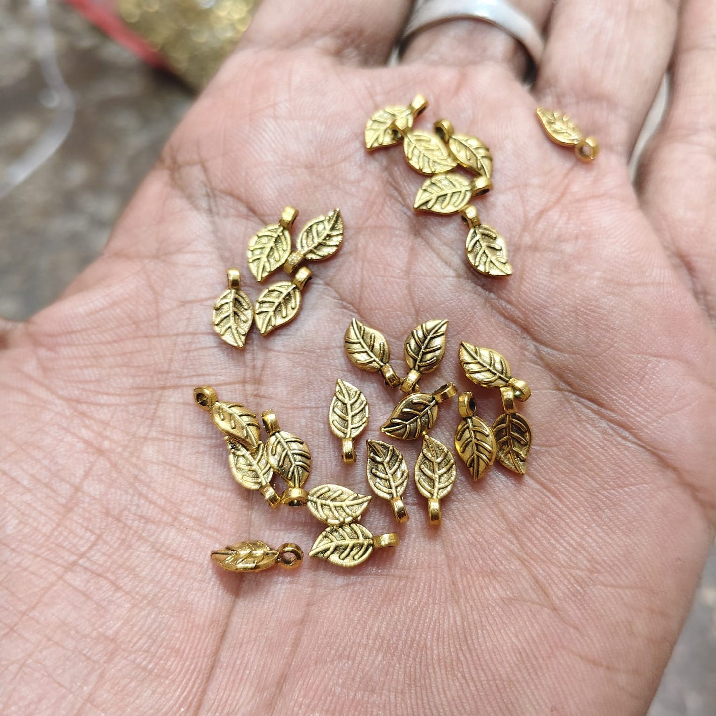 Antique Metal Gold Beads flower shape, For Jewelry ,Bracelet ,Necklace , Saree Tassels Making Sold By 40 Gram (Approx 158 Beads )