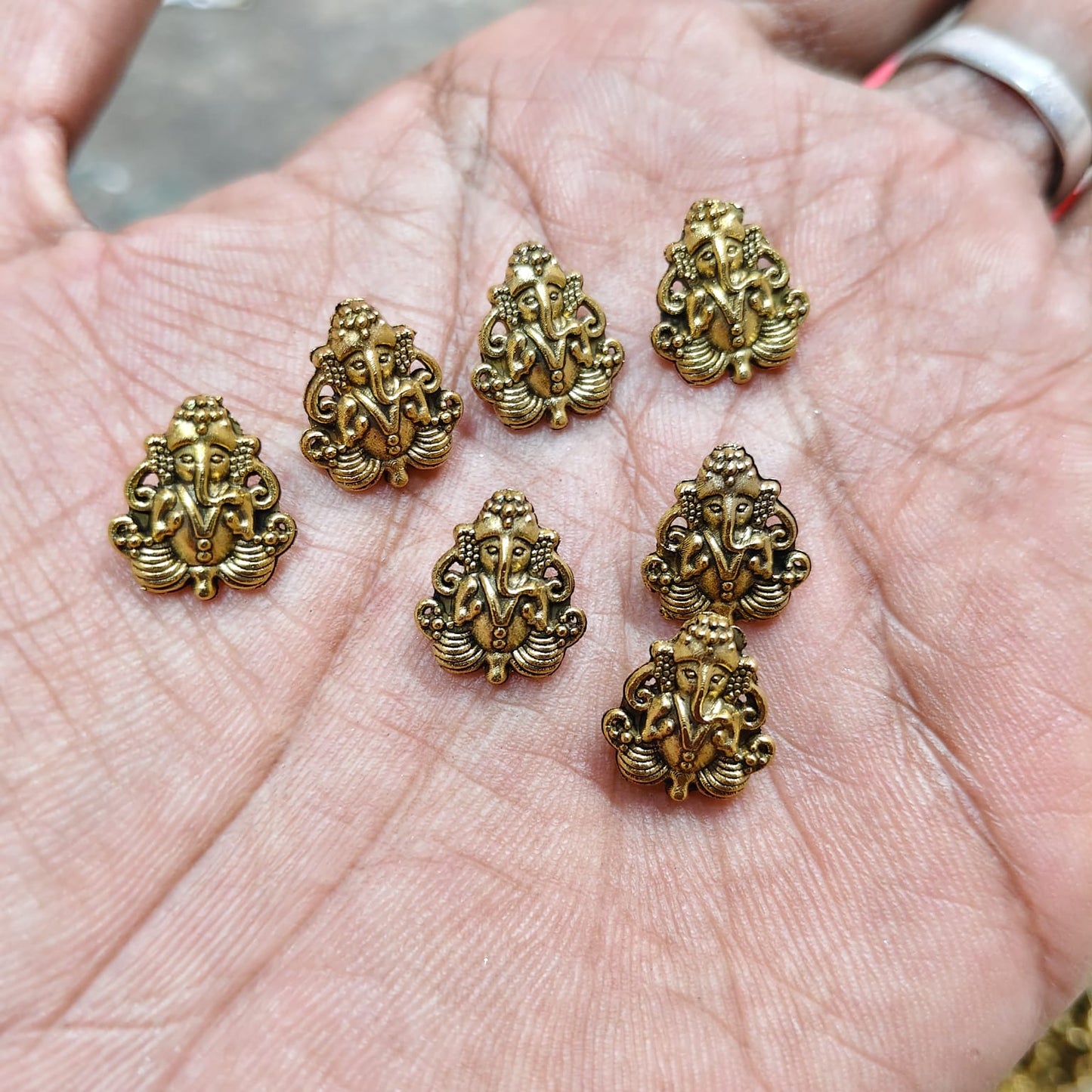 Antique Metal Gold Beads Ganesha shape, For Jewelry ,Bracelet ,Necklace , Saree Tassels Making Sold By 40 Gram (Approx 57 Beads )