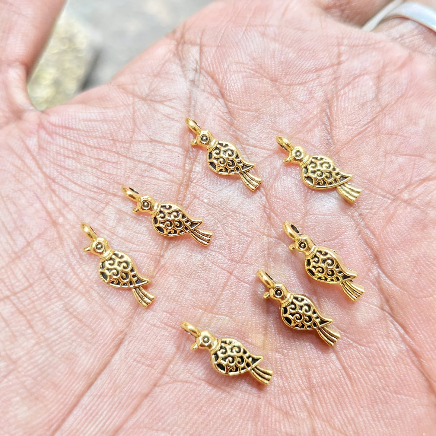 Antique Metal Gold Beads flower shape, For Jewelry ,Bracelet ,Necklace , Saree Tassels Making Sold By 40 Gram (Approx 92 Beads )