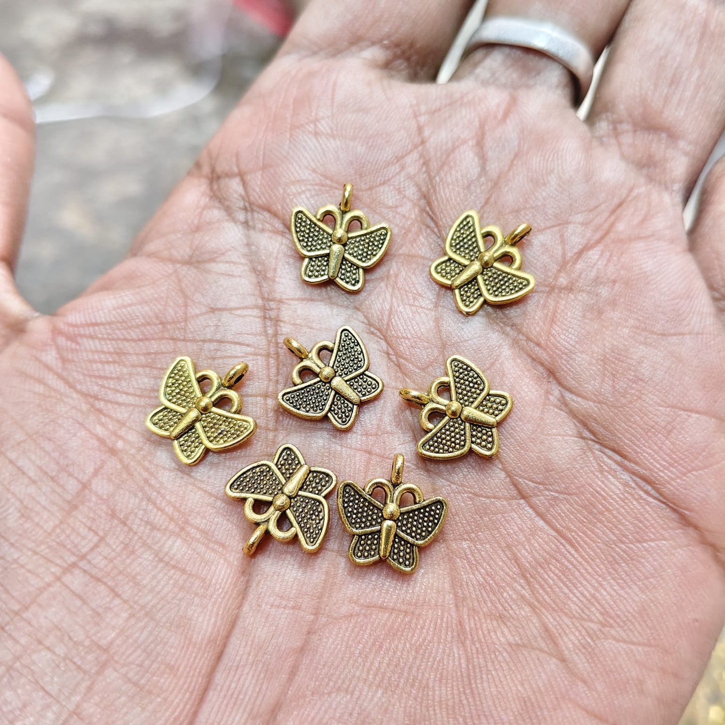 Antique Metal Gold Beads flower shape, For Jewelry ,Bracelet ,Necklace , Saree Tassels Making Sold By 40 Gram (Approx 56 Beads )