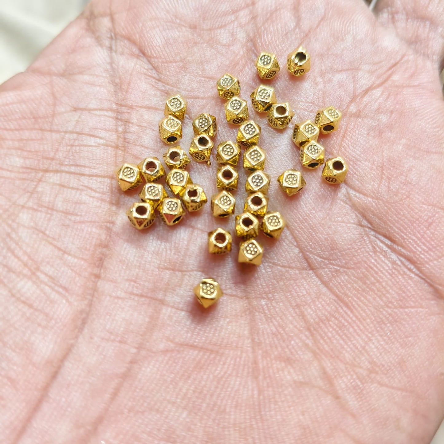 Antique Metal Gold Beads flower shape, For Jewelry ,Bracelet ,Necklace , Saree Tassels Making Sold By 40 Gram (Approx 250 Beads )