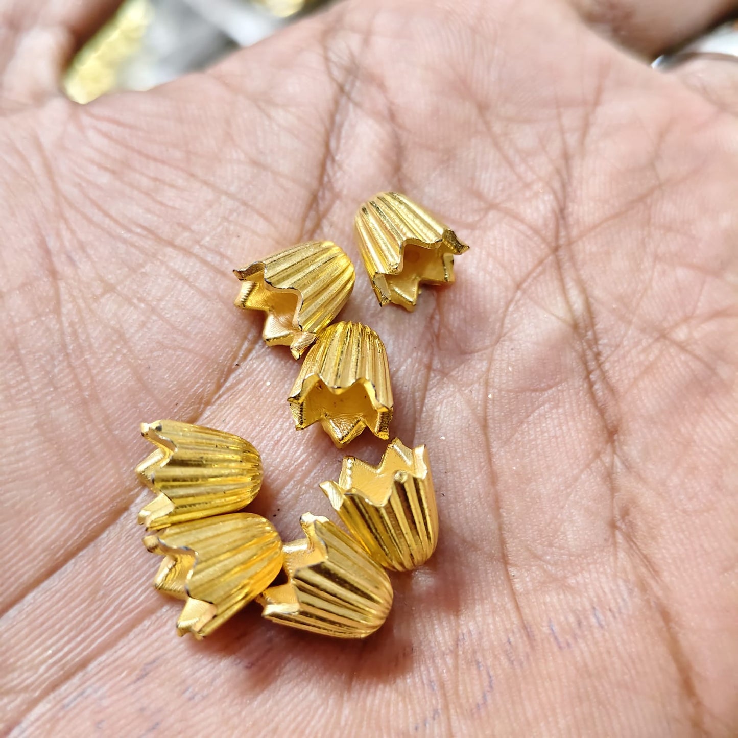 Bright Gold cap Shape CCB Beads for Saree Tassels & Jewelry Making – Designer Drop Beads (50g Pack) | Kavitha Enterprises
