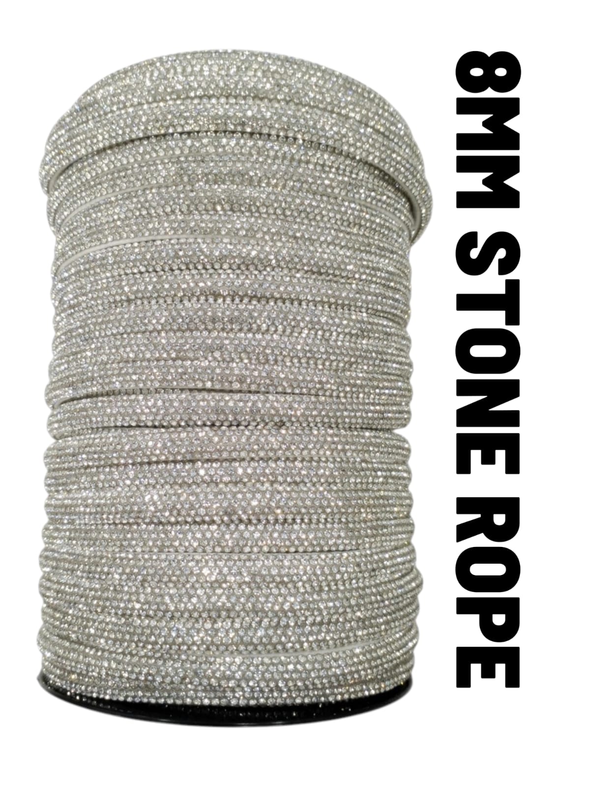 8MM Silver Rhinestone Chain Roll for Jewellery Making, Aari Work & DIY Crafts | Diamond Stone Lace for Bangles, Blouse & Decoration ( PACK OF 1 MTR ) – Kavitha Enterprises