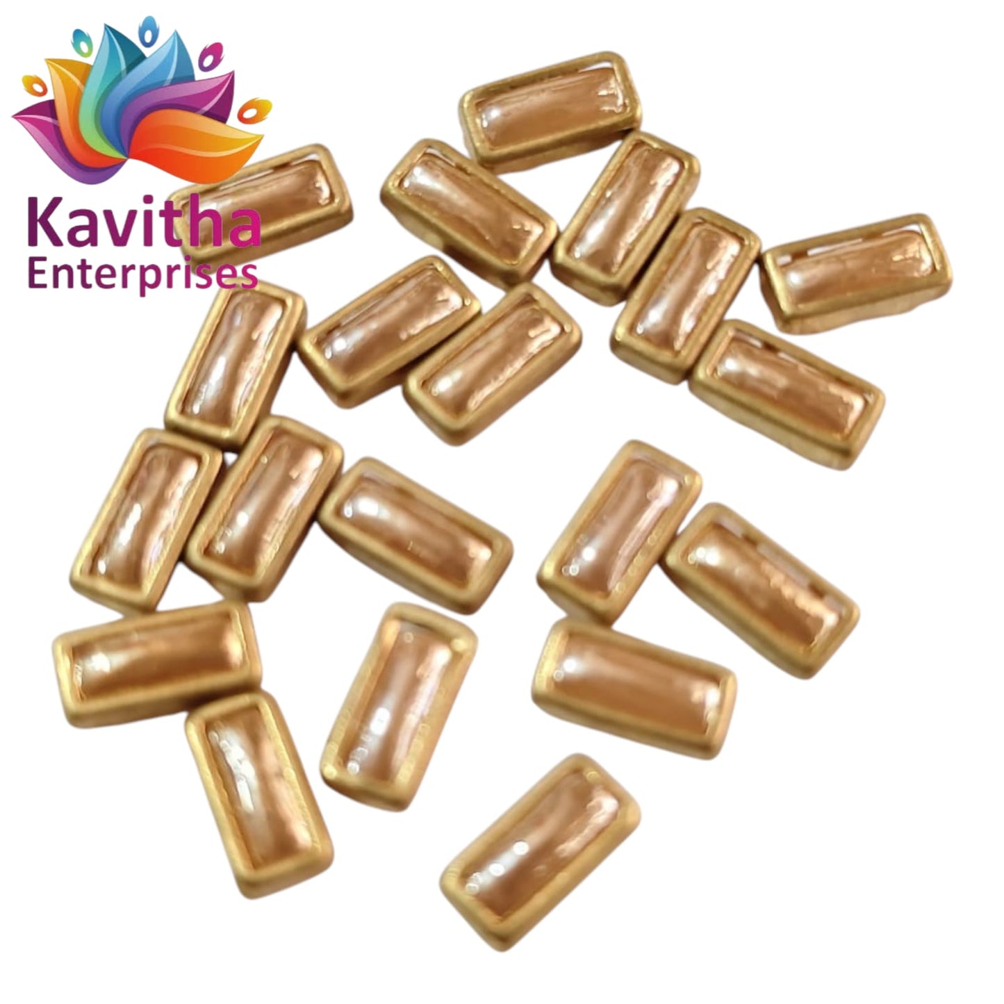 Rectangle Ceramic Fitting Stones for Silk Thread Bangles, Aari Work & Jewellery Making | Gold Finish | 20g & 50g Pack – Kavitha Enterprises