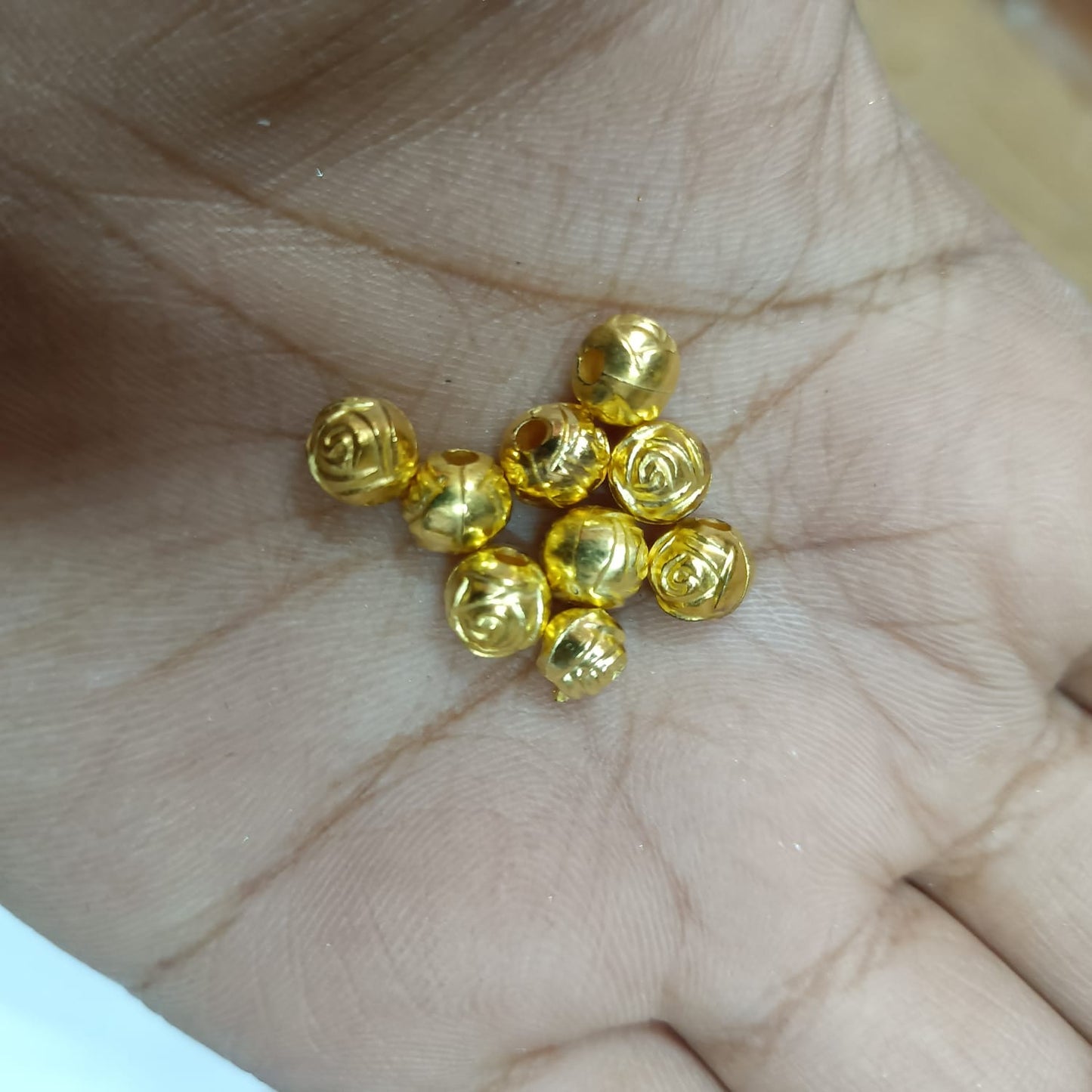Small Rose Bright Gold Plastic CCB Beads for Saree Tassels, Jewelry Making, and Embroidery (50g Pack)