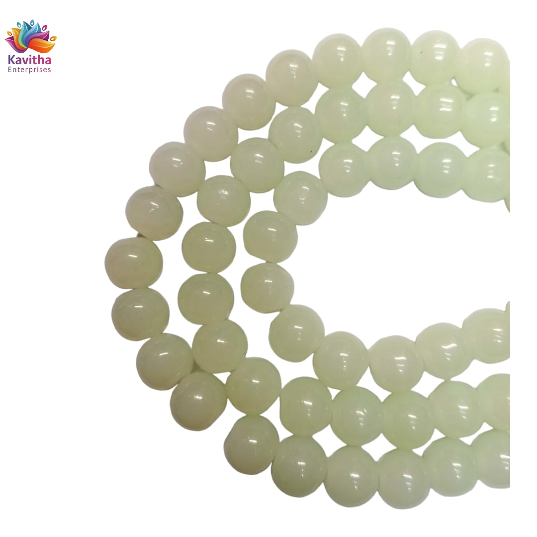 8mm Glass Beads for Jewelry and Bracelet Making weight 50 gram - Available in Multiple Colors (Pack of 1 String, 100 Beads)