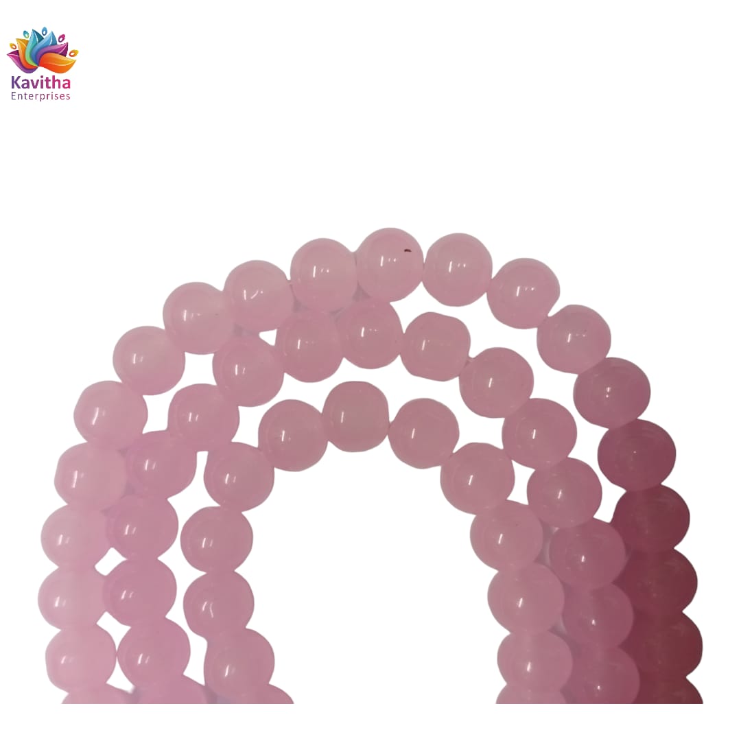 8mm Glass Beads for Jewelry and Bracelet Making weight 50 gram - Available in Multiple Colors (Pack of 1 String, 100 Beads)