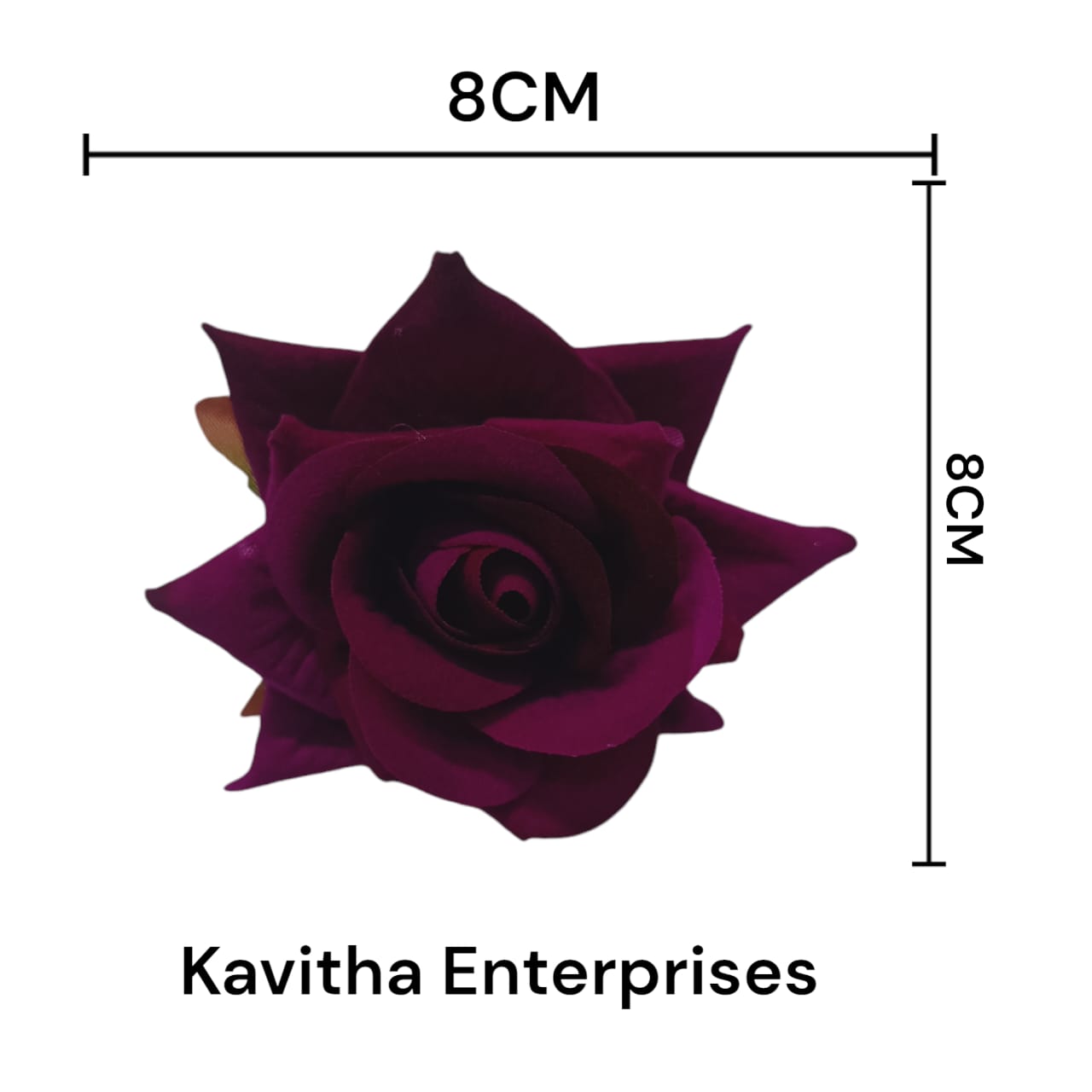 Artificial Fake Velvet Head Rose Flowers (Pack of 6) | Perfect for Diwali, Home Decor, and Anniversary Decoration - Kavitha Enterprises